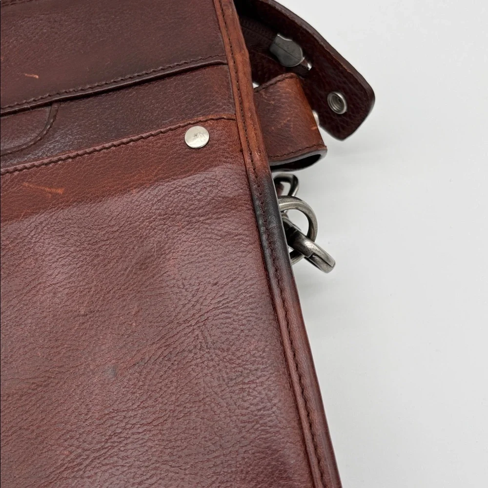 Ellington Brown Leather Attaché Briefcase Messenger Bag BLEMISH